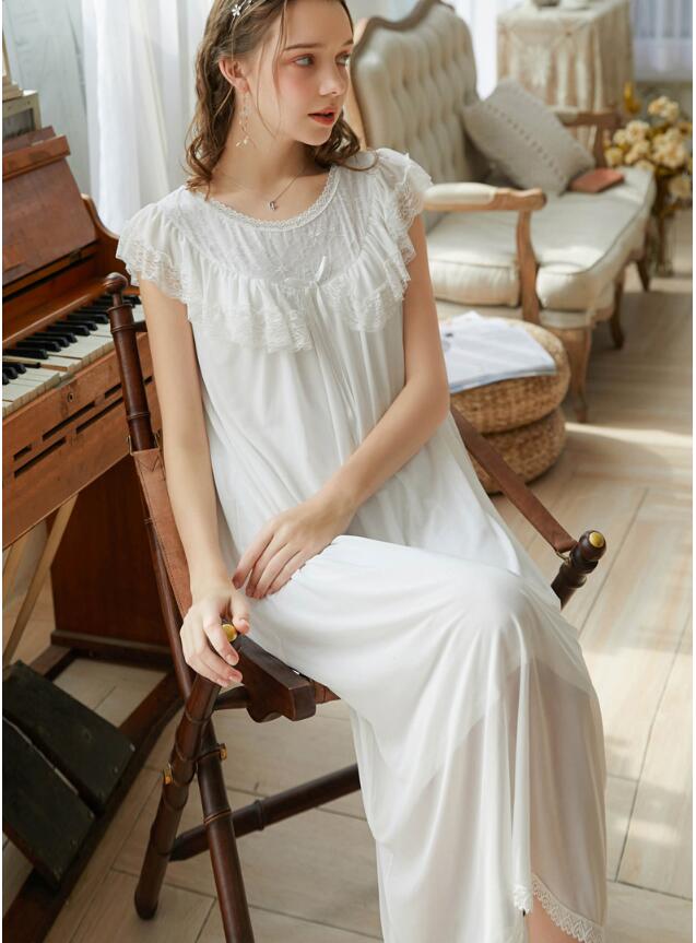 新作 ネグリジェ 可愛い パジャマ ルームウェア 春夏 ロング丈 寝巻き モダール 部屋着 ナイトウエア レディース レース 姫系 ルの通販はau Pay マーケット ヒナギクファッション