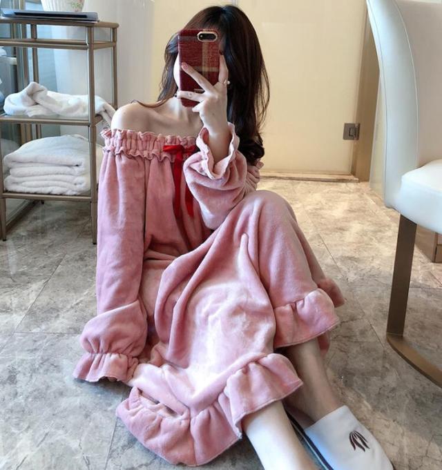 超可愛い ネグリジェ 冬秋春 ワンピース ネグリジェ ロング丈 モコモコ ルームウェア レディース フレアワンピース 厚手 暖かい お姫様 の通販はau Pay マーケット ヒナギクファッション