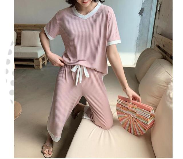 3色 パジャマ ルームウェア レディース 春夏 半袖パジャマ 綿 可愛い ロングパンツ リボン 薄手パジャマ ルームウェア上下セット 女性 の通販はau Pay マーケット ヒナギクファッション