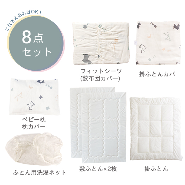 Rody nino nino ベビーふとん8点セット＜ベビーサイズ＞ 敷布団 掛布団 枕 カバー 洗濯ネット_3