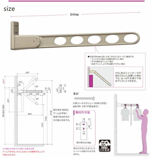 物干し 屋外 窓壁用物干し 物干し金物 物干金物 物干し掛け 川口技研