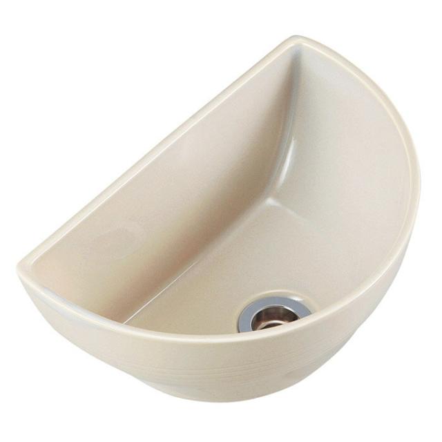 手洗い鉢　陶器　ボール　ボウル 手洗い器 クレセント 灰白 はいじろ （排水金具なし）　 幅300×奥行180×高さ140ミリ