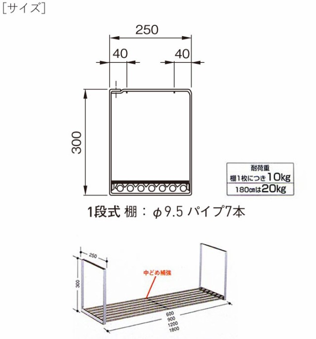 ステンレス棚　900×250×250