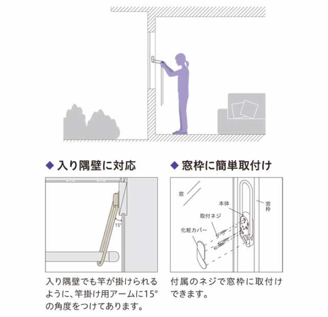 物干し 室内物干し 物干金物 室内用スカイクリーン窓枠付 ライト