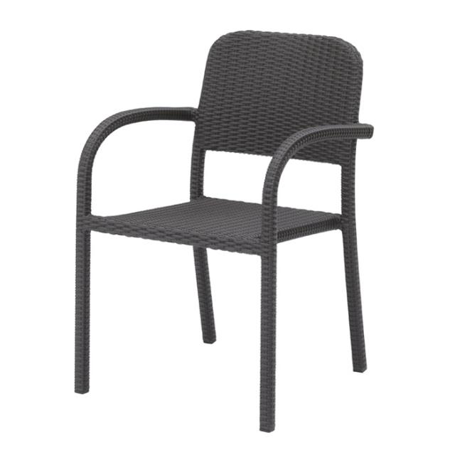 ガーデンチェア 人工ラタン 椅子 ガーデンファニチャー スタッキングチェア 屋外用 Loom garden 庭座 シンプル アームチェアー 幅540ｘ奥行575ｘ高さ810mm 完成品 ダークブラウン ガーデン家具 庭 テラス ガーデンチェアー イス 屋外 家具 高級 おしゃれの通販は