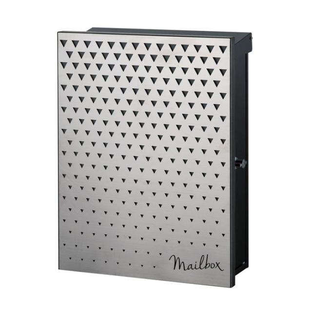 ポスト 郵便受け 壁掛け郵便ポスト ノベル 大型配達物対応 壁付け デザイン1 ヘアライン 左勝手 (T型カムロック付)の通販は