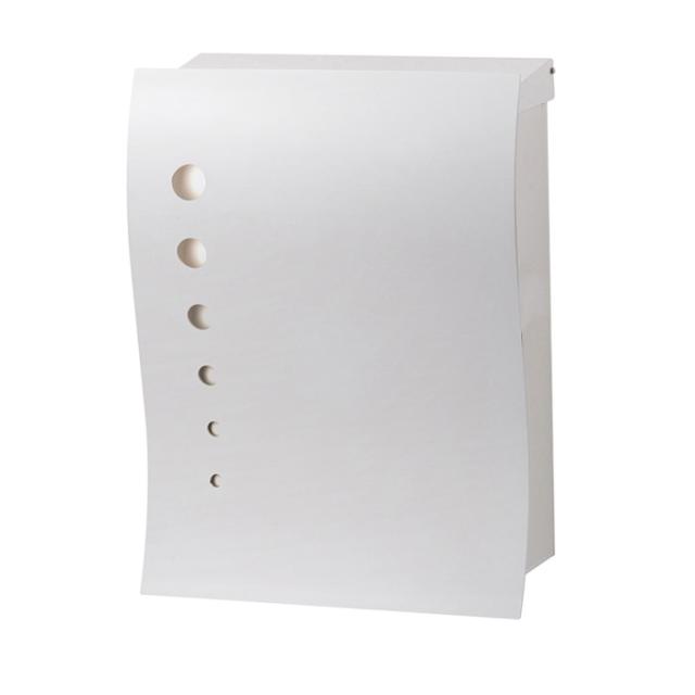 ポスト 郵便受け 壁掛け郵便ポスト デザインポスト 大型配達物対応 ナミプラス アール 壁付け ドット ホワイト 左勝手 (T型カムロック付)