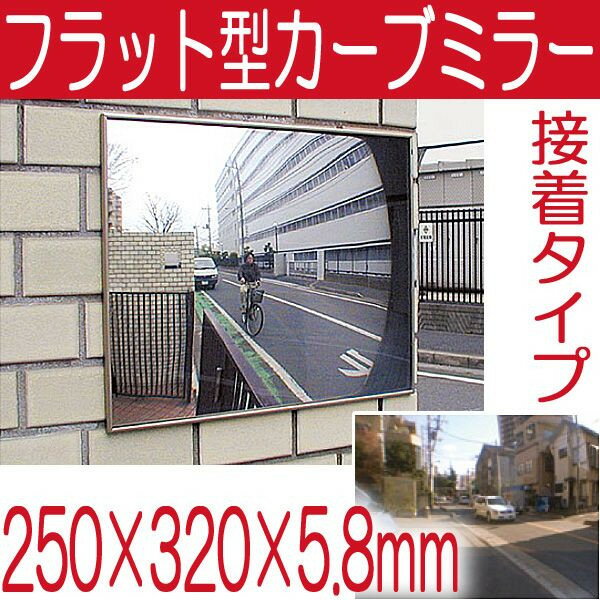 駐車場 車庫 カーブミラー 鏡 道路反射鏡 フラット型凸面機能ミラー 250×320（接着タイプ） 車出口 室内・屋外両用の通販は 41,800円