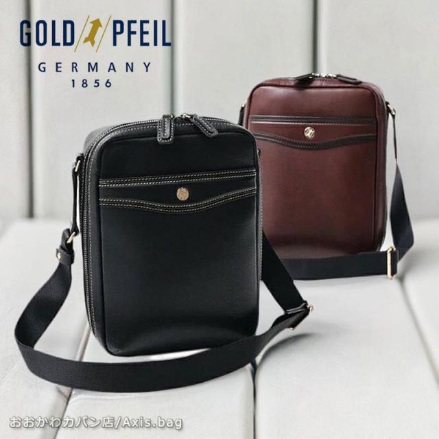 ゴールドファイル GOLD PFEIL バッグ ショルダーバッグ レザー ダークグリーン メーカー在庫確認]ゴールドファイル GOLDPFEIL 縦型 ショルダーバッグ