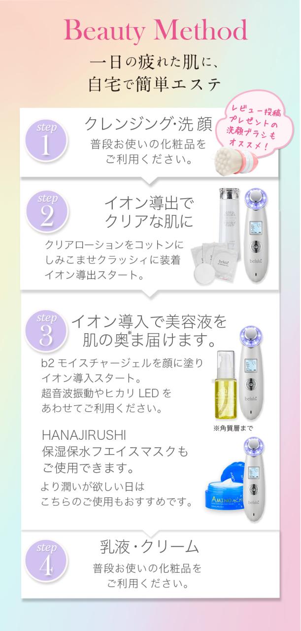 美顔器 NEW 美ルル クラッシィスターターセット 超音波 角栓 イオン導入 イオン導出 光エステ LED クレンジング 充電式 美肌 毛穴ケア 毛穴汚れ 母の日 プレゼント 送料無料・海外使用可能・返品保証・日本製 belulu classy 母の日 ギフト_13