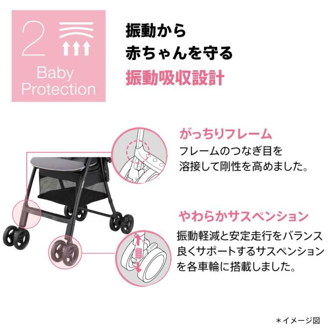 アップリカ Aprica カルーンエアーAD 送料無料 A型 ベビーカー 即納 SG基準A型 生後1カ月〜36カ月 超軽量 振動吸収設計 やわらかサスペンション ビッグバスケット レザー調ハンドル ベビー用品_5