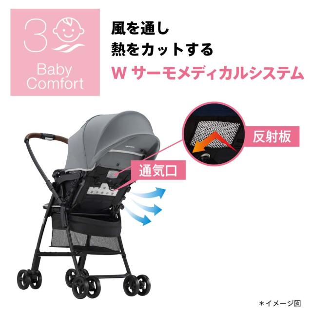 アップリカ Aprica カルーンエアーAD 送料無料 A型 ベビーカー 即納 SG基準A型 生後1カ月〜36カ月 超軽量 振動吸収設計 やわらかサスペンション ビッグバスケット レザー調ハンドル ベビー用品_6