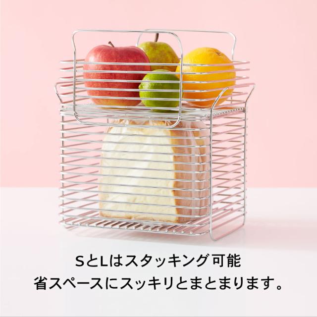 送料無料 キッチンバスケットＳ ＲＧ ローズゴールド hanauta ハナウタ ビーワーススタイル キッチン 収納 ステンレス 日本製 SS-310153 誕生日プレゼント_9