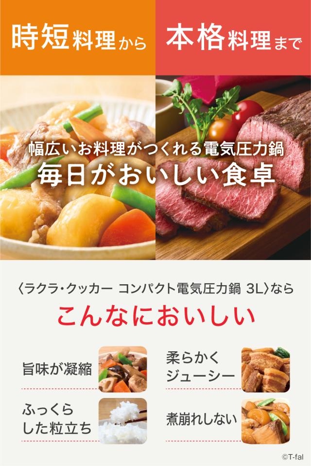 ティファール T-fal 送料無料 電気圧力鍋 ラクラ・クッカー コンパクト