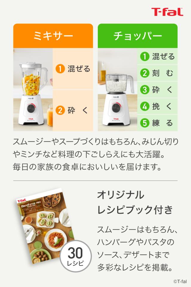 ティファール T-fal 送料無料 ブレンダー ブレンドフォース ネオ パウエリックス マルチ BL42X1JP / ミキサー 1.25L ジューサー チョッパー 550mL フードプロセッサー スムージー 氷も砕ける t-fal T-FAL tfal Tfal 誕生日プレゼント_2