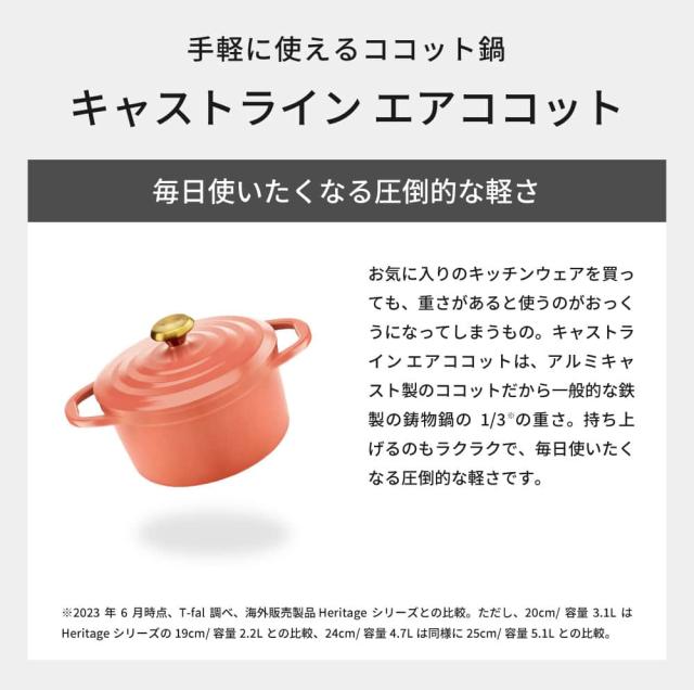 ティファール T-fal キャストライン エアココット IHココット鍋 24cm