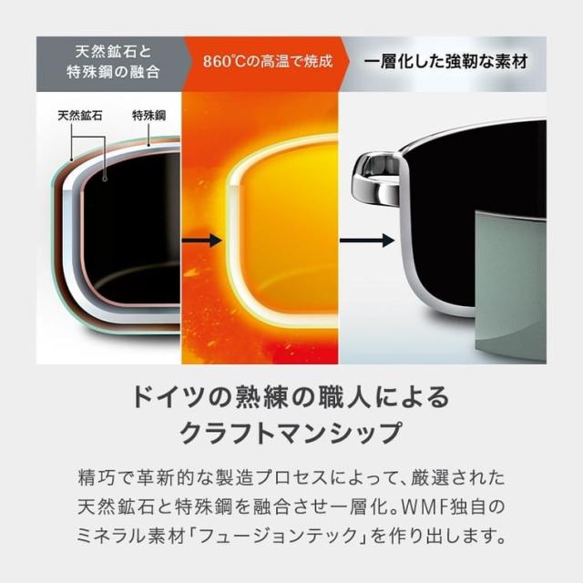 WMF ヴェーエムエフ フュージョンテック ミネラルプロ ハイキャセロール 16cm IH対応 ガス火対応 送料無料 / 深型 両手鍋 寸胴鍋 蓋付き ふた付き ガラス蓋 無水料理 煮込み 揚げ物 小さめ 食洗機対応 オーブン対応 調理器具 10年保証 JGS_3
