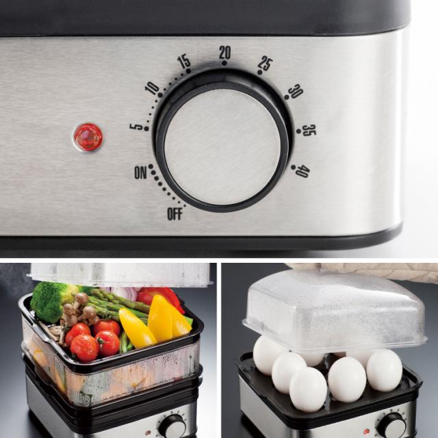 送料無料 ラッセルホブス Russell Hobbs ミニスチーマー 7910JP 蒸し器 電気 電動 フードスチーマー 蒸し料理 ゆで卵メーカー 電気蒸し器 スチームクッカー せいろ キッチン家電_3