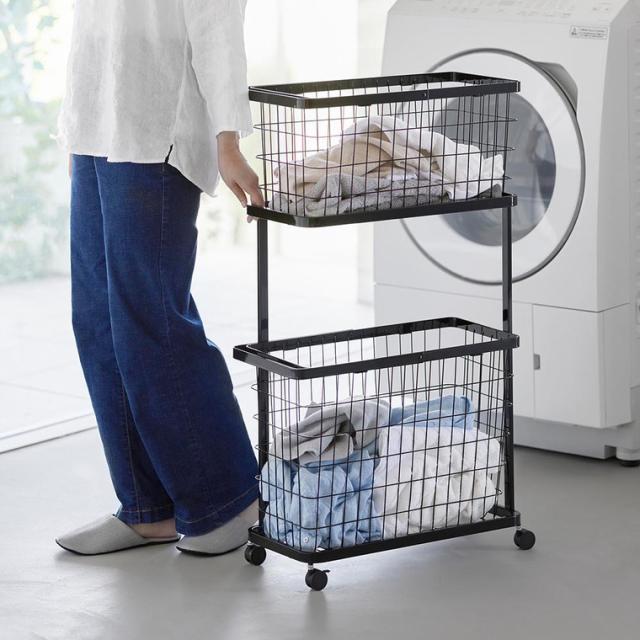 山崎実業 tower ランドリーワゴン+バスケット タワー スリム 公式 8464