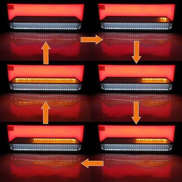 LED ファイバー テールランプ 12v 24v 兼用 薄型 クリア 流れる ウィンカー シーケンシャル ブレーキ 左右セット バックランプ トラック