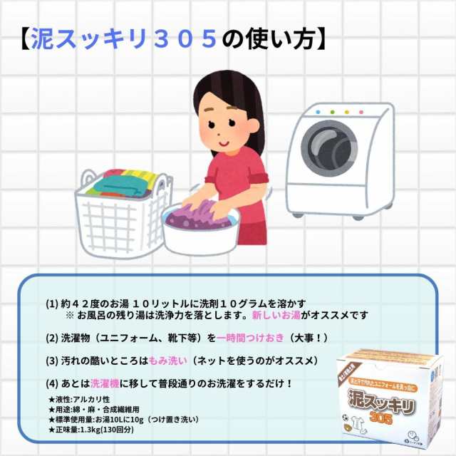 ユニフォームの泥汚れ】泥汚れ専用洗剤「泥スッキリ３０５」 洗剤 泥