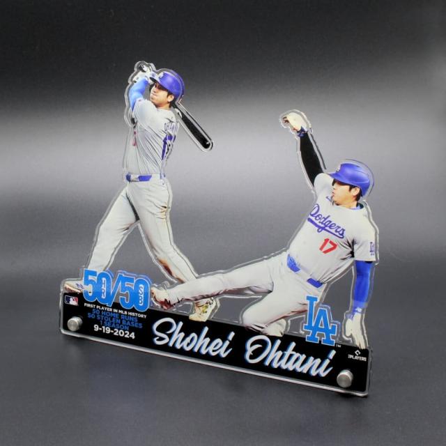 【史上初50/50達成記念】大谷翔平 ドジャースグッズ SHOHEI OHTANI「50/50 モーメント(ホームラン＆盗塁)」アクリルスタンド（スタンディー）MLB Los Angeles Dodgers Shohei Ohtani 50/50 Moment Acrylic Player Standee ラッピング可_3
