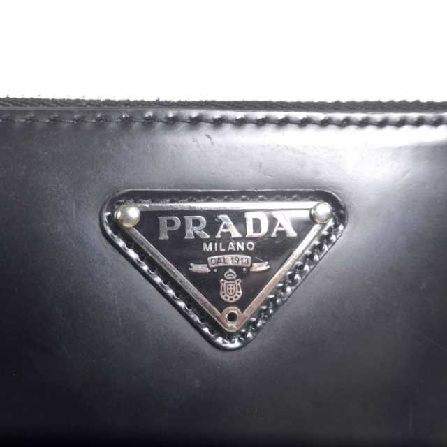 中古 プラダ（PRADA） ブラッシュドレザー ミニポーチ トライアングル