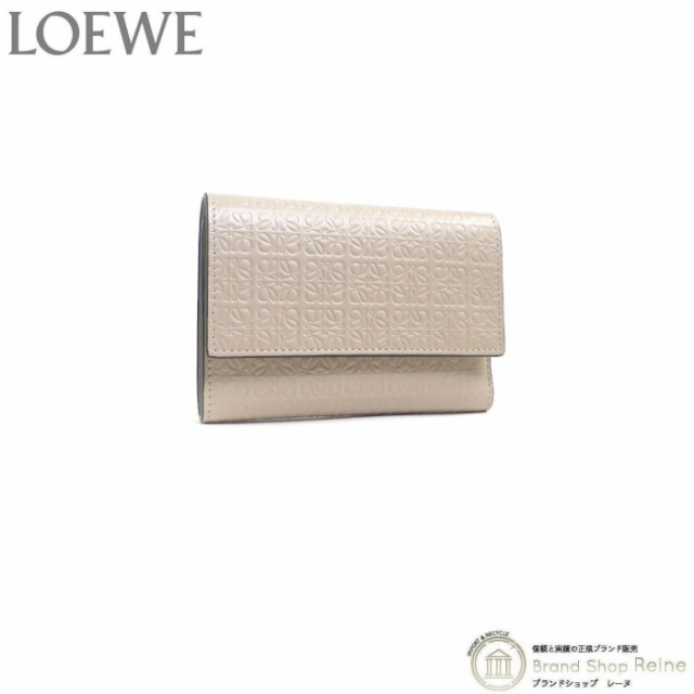 ライトブラウン/ブラック LOEWE 三つ折り財布 リピートアナグラム