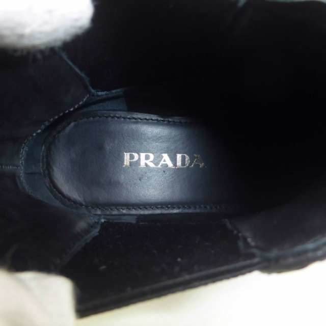 美品 プラダ（PRADA） サイドゴア ショート ブーツ ウイングチップ