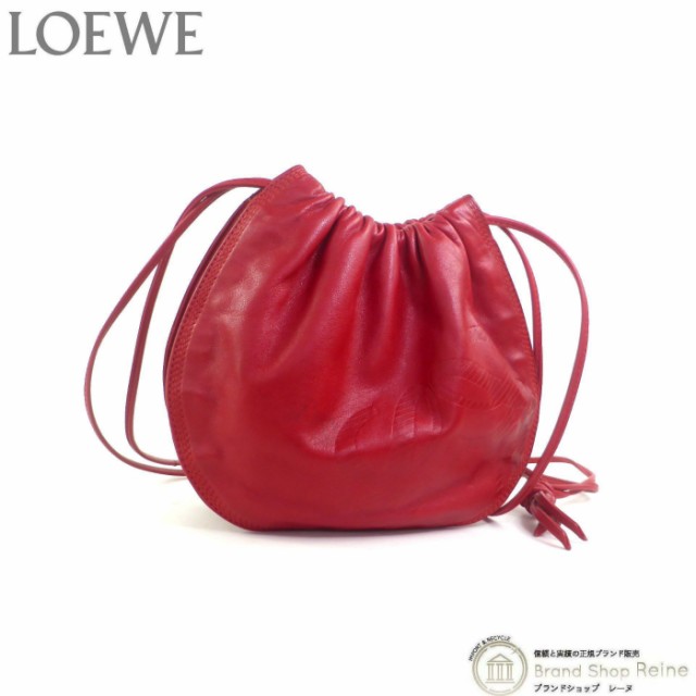 ロエベ LOEWE ショルダーバッグ アナグラム ナッパレザー レッド 巾着