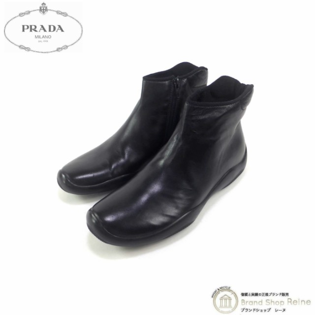 PRADA SPORT◇ショートブーツ/38/BLK/レザー-