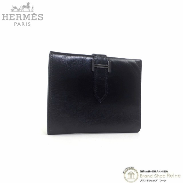 中古 エルメス（HERMES） ベアンコンパクト ボックスカーフ ブラック