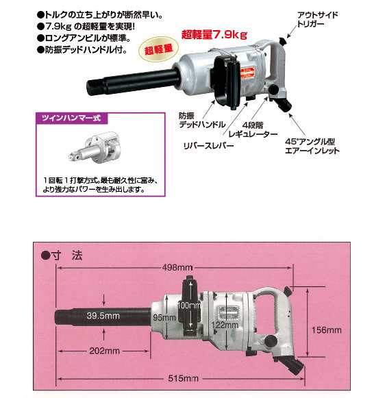 信濃 ツインハンマー式 大型 インパクトレンチ SI-3850GL 送料無料-