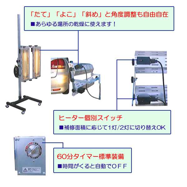 大都産業 クイックヒーター短波 シンプルな2灯式近赤外線ハロゲンヒーター QH600-2B2H メーカー直送 代引き不可 法人のみ配送の通販はau  PAY マーケット - プロツールショップヤブモト | au PAY マーケット－通販サイト