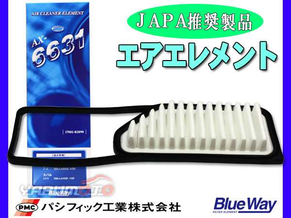 ムーヴ LA100S LA110S H22/12～H26/12 エアエレメント エアー フィルター クリーナー パシフィック工業 BlueWay AX- 6631の通販はau PAY マーケット - プロツールショップヤブモト