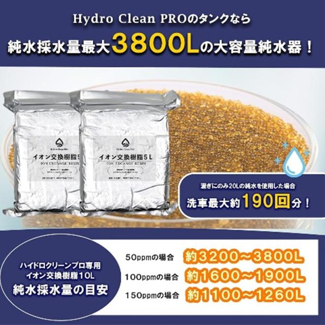 Hydro Clean Pro用イオン交換樹脂 10L 5L×2袋 ハイドロクリーンプロ 洗車 純水器 詰め替え用 ION 真空包装 メーカー直送 送料無料_2