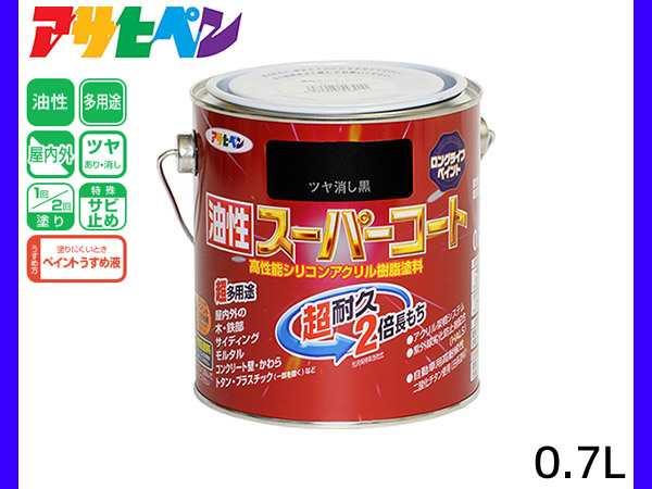 油性スーパーコート 0.7L ツヤ消し黒 塗料 超耐久 2倍長持ち DIY