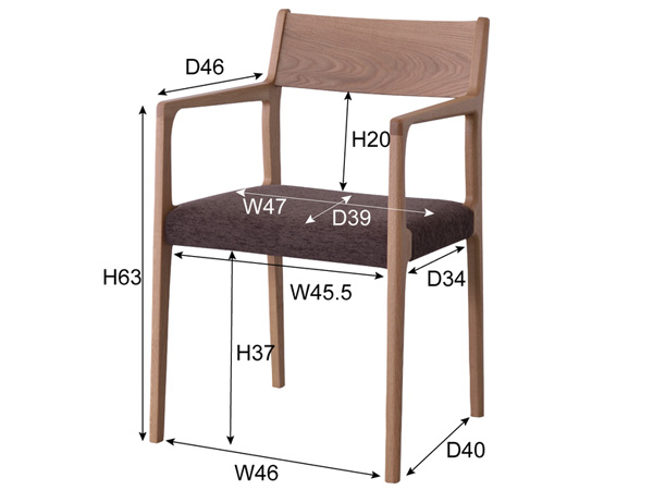 東谷 アームチェア ナチュラル W50.5×D48×H78×SH44 JPC-122OAK 一人掛け シンプル 上品 ダイニング メーカー直送 送料無料_1