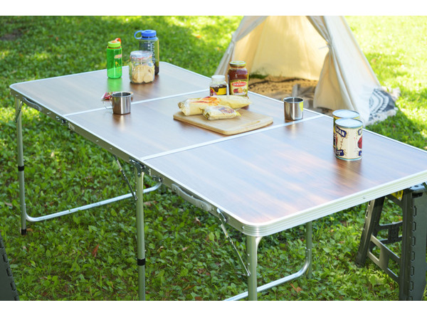 東谷 フォールディングテーブル ワイド D80 ブラウン W180×D80×H54/62/70 ODL-558 横幅180cm 高さ調節 3段階 メーカー直送 送料無料