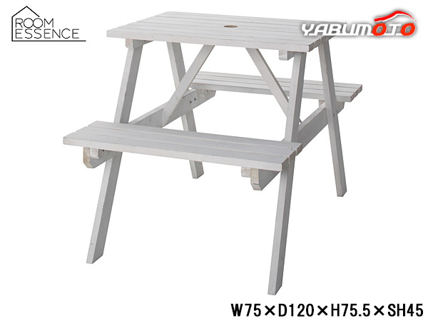 東谷 テーブル＆ベンチ W75 ホワイト W75×D120×H75.5×SH45 ODS-91WH 組立式 白 アウトドア キャンプ 机 いす メーカー直送 送料無料