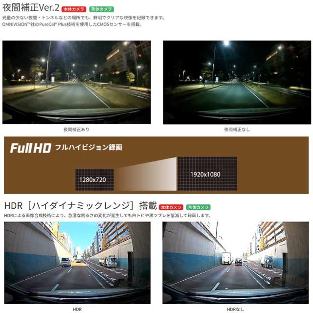 Cellstar セルスター ドライブレコーダー CS-E200 前後2カメラ 200万画素 FullHD/HDR 2.4インチ microSD付 GPS搭載 ドラレコ 送料無料