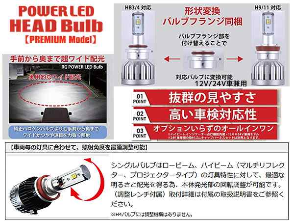 LED ヘッドライト ヘッドバルブ H9 H11 HB3 HB4 HIR2 5500K 5000lm 12V 24V 車検対応 日本製 RG  レーシングギア RGH-P772 送料無料｜au PAY マーケット