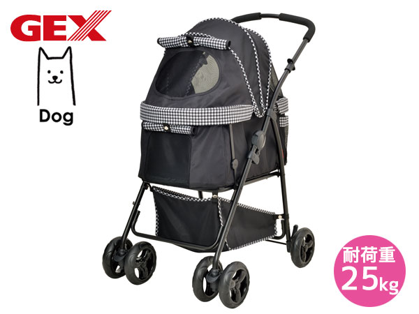 わんわんカート 多頭Dx Plus 千鳥柄ブラック 犬用カート ペット