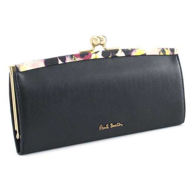 ポールスミス 財布 長財布 がま口財布 ネイビー(黒に近いネイビーです。) Paul Smith pwa365-30 レディース 婦人 ギフト 定番 彼氏 彼女 プレゼント