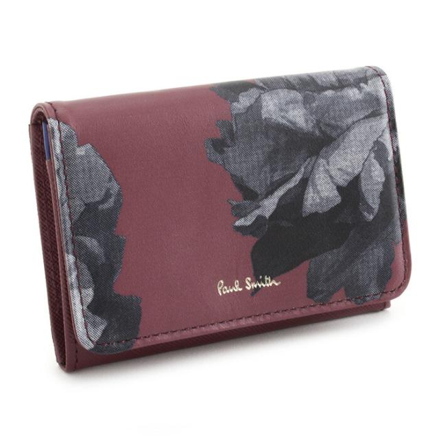 ポールスミス 名刺入れ カードケース パスケース付き ワイン Paul Smith pwd003-80 レディース 婦人 ギフト 定番 彼氏 彼女 プレゼント