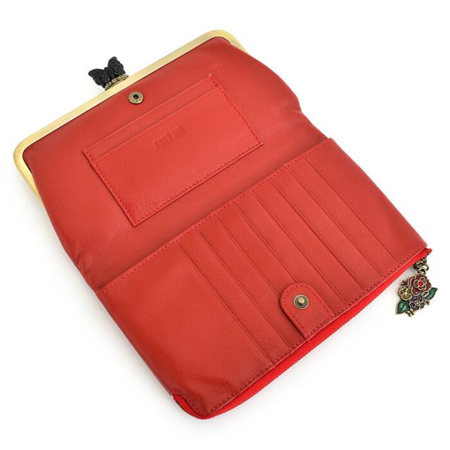 展示品箱なし アナスイ 財布 長財布 がま口財布 アナローズ(赤系のお色です。) ANNA SUI 314010-30 レディース 婦人