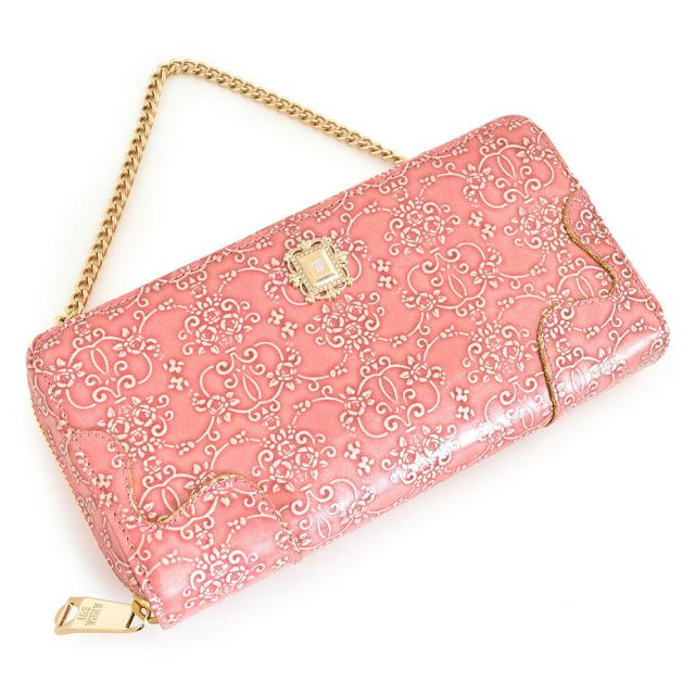 アナスイ 財布 長財布 お財布ショルダーバッグ お財布ポシェット お財布バッグ ウォレットバッグ ラウンドファスナー ショルダーベルト付き ピンク ANNA SUI 310497-33 レディース 婦人 ギフト 定番 彼氏 彼女 プレゼント