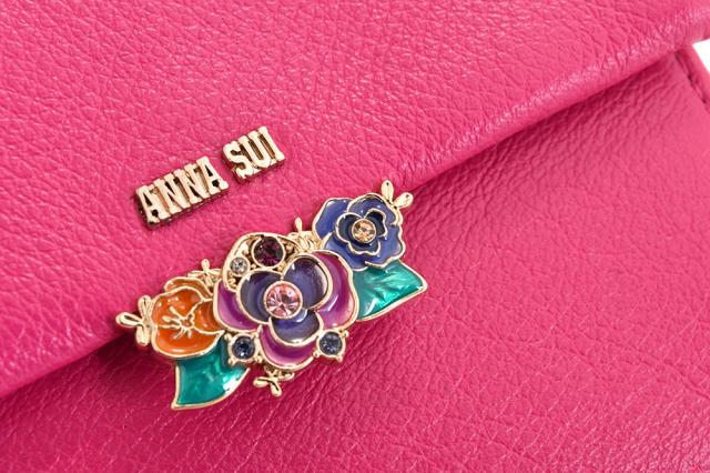 ANNASUI ピンク レザー 二つ折り財布 アナスイ 2つ折り財布 - ピンク