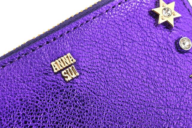 美品]ANNA SUI財布L字ファスナーミニ財布パープル アナスイ 財布 ミニ