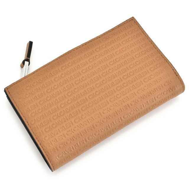 カルバンクライン 財布 長財布 L字ファスナー セミサイズ キャメル CK   802613 メンズ 紳士 ギフト 定番 彼氏 彼女 プレゼント